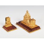 Burgstaller - A late 19th century Neo Classical style gilt bronze inkwell, in the form of a