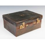 A late Victorian green leather simulated crocodile skin vanity case, Allen, 37 Strand, London,
