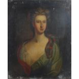 18th century British School A pair of half length portraits feigned oval, oils on canvas 76.5cm x
