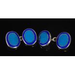 PHILIP KYDD, A pair of silver, deep blue and turquoise enamel oval cufflinks, Stamped: PGK, 925