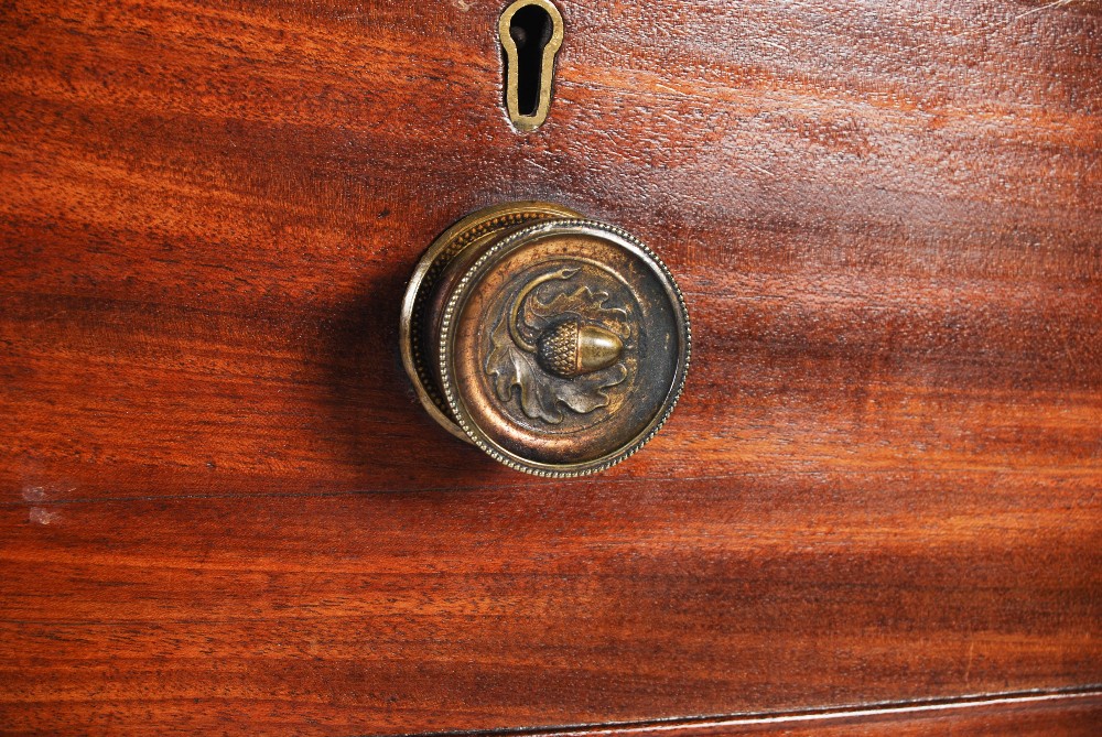 A George III mahogany bow front chest, the shaped top with an applied reeded edge, over two short - Image 5 of 8