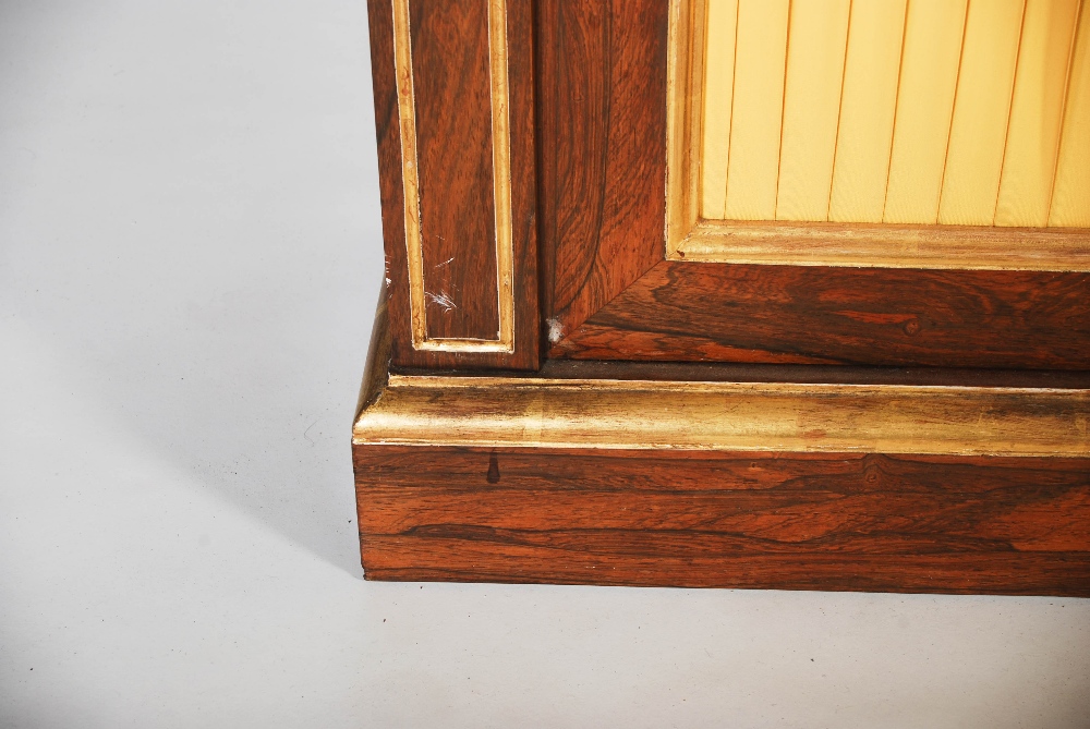 A 19th century Regency style rosewood and parcel gilt breakfront side cabinet, the mottled green and - Image 11 of 12