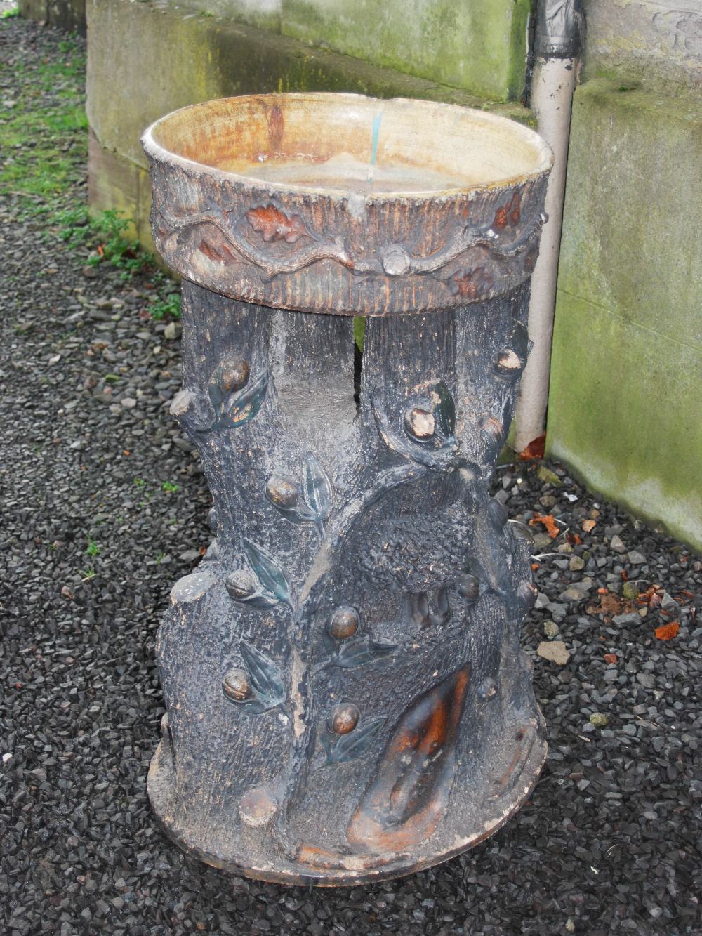 A late 19th century stoneware garden planter, modelled in two sections, the shallow circular bowl - Image 3 of 10