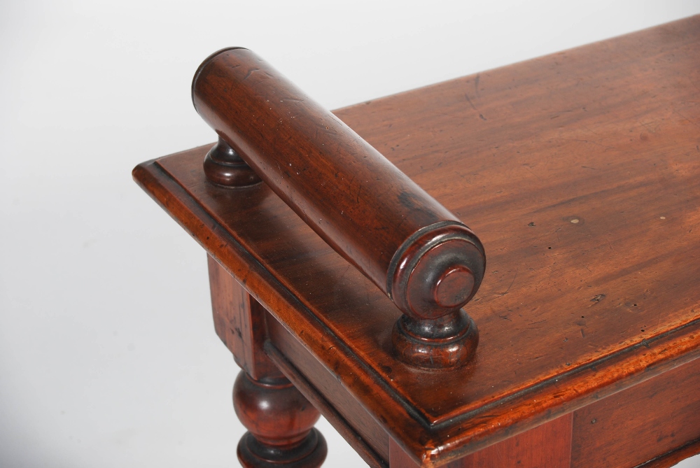 A 19th century mahogany hall bench, the rectangular top with moulded edge and two upright - Image 3 of 6
