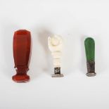 A collection of three wax seals, to include a 19th century Carnelian octagonal shaped seal, 5.7cm