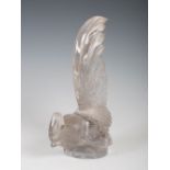 Rene Lalique, 'Coq Nain' a clear and frosted glass car mascot, relief moulded mark 'R.LALIQUE