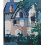 Dewart (20th century) Houses at Pont-Aven acrylic, signed and dated '83 lower left 55.5cm x 47cm