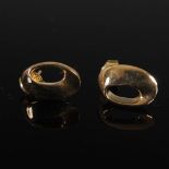 LAUREL, A pair of 9 carat yellow gold pierced oval earrings, Stamped: LAUREL, 375, Weight: 2.6g.