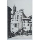 AR Kenneth Holmes (1902-1994) 'Behind the Capitol, Rome' and 'Naples' two etchings, both signed in