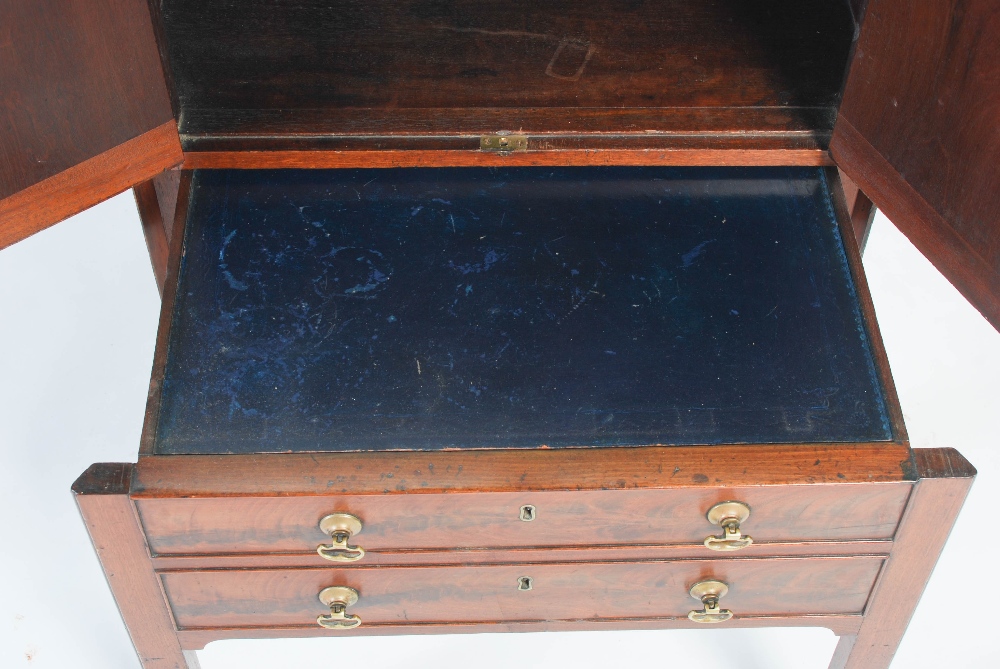 A George III mahogany tray top commode, the rectangular top with three quarter gallery and pierced - Image 4 of 10