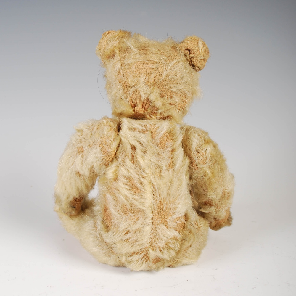 An early 20th century teddy bear, possibly Steiff, with golden mohair and brown/ black button boot - Image 4 of 10