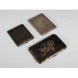 Three silver cigarette cases, to include: a Damascened Bangkok sterling silver cigarette case, the