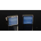 ORLAP STUDIO, A pair of silver square cufflinks, each set with blue agate, Stamped: OL, 925 and