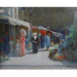 J. Ness (early 20th century) The flower market oil on canvas, signed and dated 1903 lower right 39.
