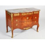 A late 19th century French kingwood, parquetry and gilt metal mounted Transitional style commode,