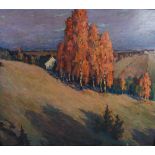 Ed. Emsins (late 19th/ early 20th century) Rudins- Autumnal landscape with silver birch oil on