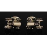 DEAKIN & FRANCIS, A pair of novelty silver cufflinks, each formed as a vintage tractor with