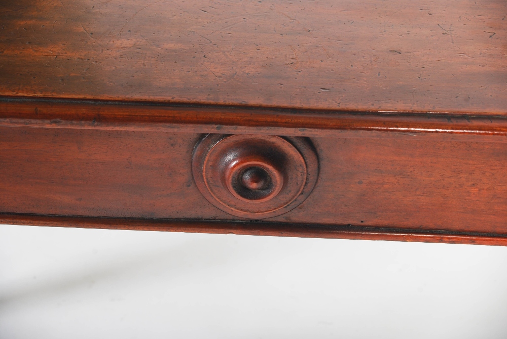 A 19th century mahogany hall bench, the rectangular top with moulded edge and two upright - Image 4 of 6
