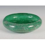A Monart ware 'Paisley Shawl' green ground bowl, shape Y, bearing original Monart Ware paper