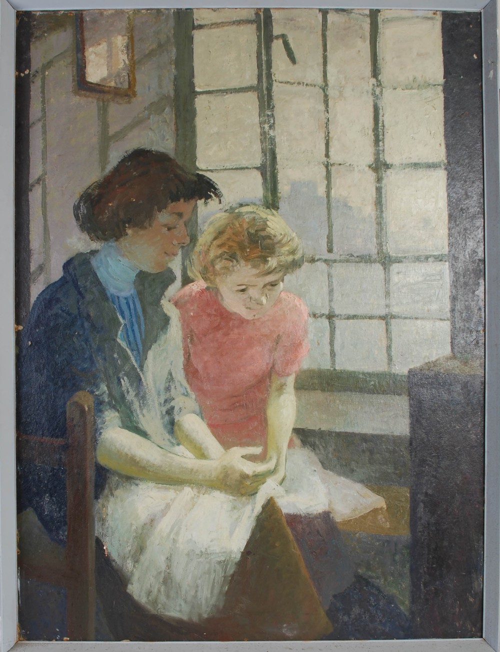 AR Avril J.D. Gilmore (fl.1957-1983) Portrait of mother and daughter oil on board 100.5cm x 74.5cm - Image 2 of 5