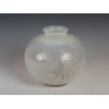 Rene Lalique, 'Poissons' an opalescent and frosted glass vase, signed 'R. Lalique', 23cm high.