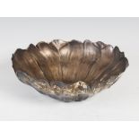 A late 19th/ early 20th century Continental white metal bowl in the form of an open flower, with