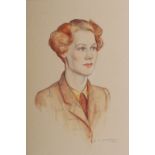 Mary Baillie McKelvie (fl.1933-1938) Bust length portrait of a lady in uniform watercolour, signed