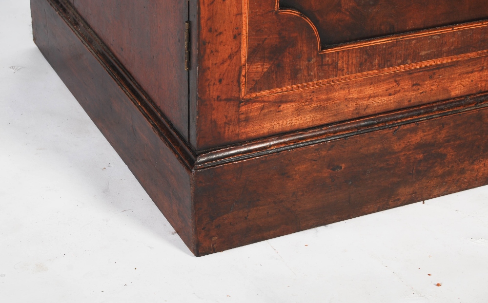 A George III mahogany and boxwood lined secretaire bookcase, the arched cornice centred with a - Image 4 of 9