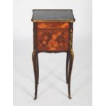 A late 19th century French Louis XVI style kingwood, marquetry and gilt metal mounted bedside table,
