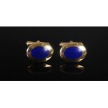ORLAP STUDIO, A pair of 9 carat gold and lapis lazuli oval cufflinks, Stamped: OL, 375 and Sheffield