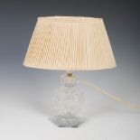 Lalique, 'Mesanges' a clear and frosted glass table lamp and shade, etched mark 'LALIQUE Cristal