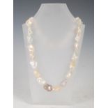 A Keshi cultured pearl necklace, with twenty seven baroque freshwater pearls of varying colours,