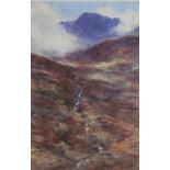 Early 20th century Scottish School A misty morning in the upper Corrie watercolour 26.5cm x 17.5cm