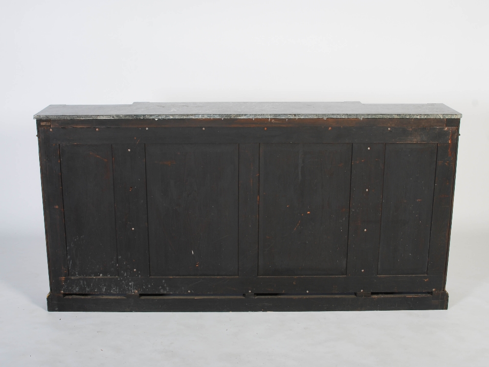 A 19th century Regency style rosewood and parcel gilt breakfront side cabinet, the mottled green and - Image 12 of 12