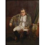 Late 19th century British School Portrait of Napoleon Bonaparte oil on board, indistinctly signed