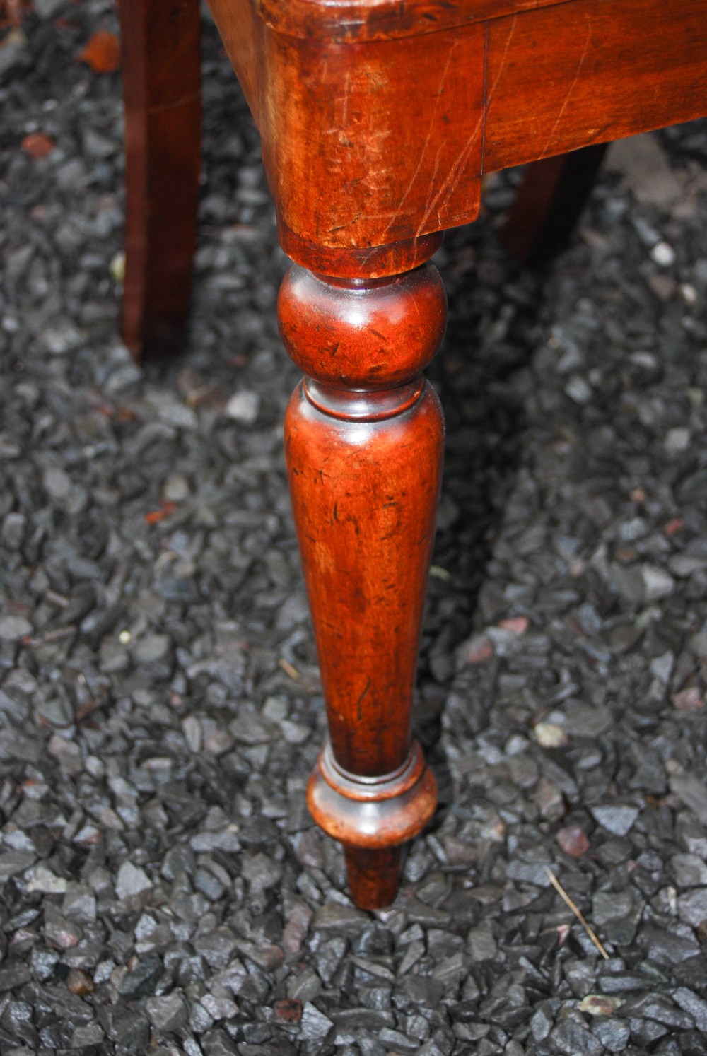 A pair of 19th century mahogany fan back hall chairs, the fan shaped backs carved with floral - Image 3 of 7