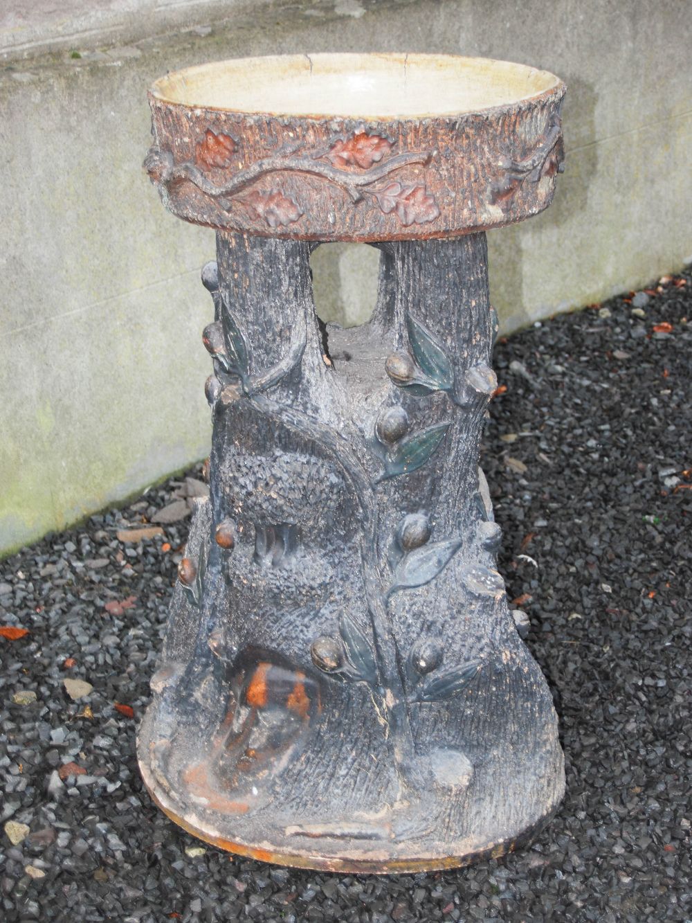 A late 19th century stoneware garden planter, modelled in two sections, the shallow circular bowl - Image 2 of 10