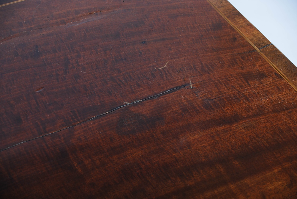 A George III mahogany boxwood and ebony lined side table, the rectangular top with boxwood lined - Image 13 of 14