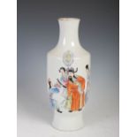 A Chinese porcelain famille rose vase, late 19th/early 20th century, decorated with scholar and