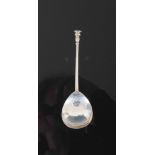 A 17th century silver seal top spoon, West Country, the hammered bowl with impressed rosette