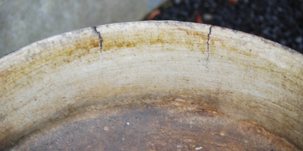 A late 19th century stoneware garden planter, modelled in two sections, the shallow circular bowl - Image 5 of 10