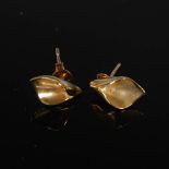 COLLETTE WAUDBY, A pair of 9 carat yellow gold tapering conical earrings with matt interior,