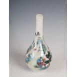 A Chinese porcelain bottle vase, late 19th/early 20th century, decorated with mountainous