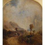 John Adam Plimmer Houston RSA RI (1812-1884) Landscape and figures, a little gem oil on panel,