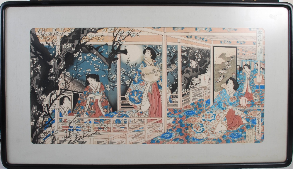 A group of three Japanese woodblock prints, Meiji Period, comprising; Toyohara Chikanobu (1838-1912) - Image 2 of 20