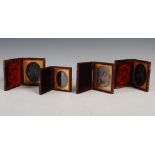Four assorted 19th century daguerreotype/ambrotype portrait miniatures, comprising: two of the