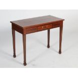 A George III mahogany boxwood and ebony lined side table, the rectangular top with boxwood lined