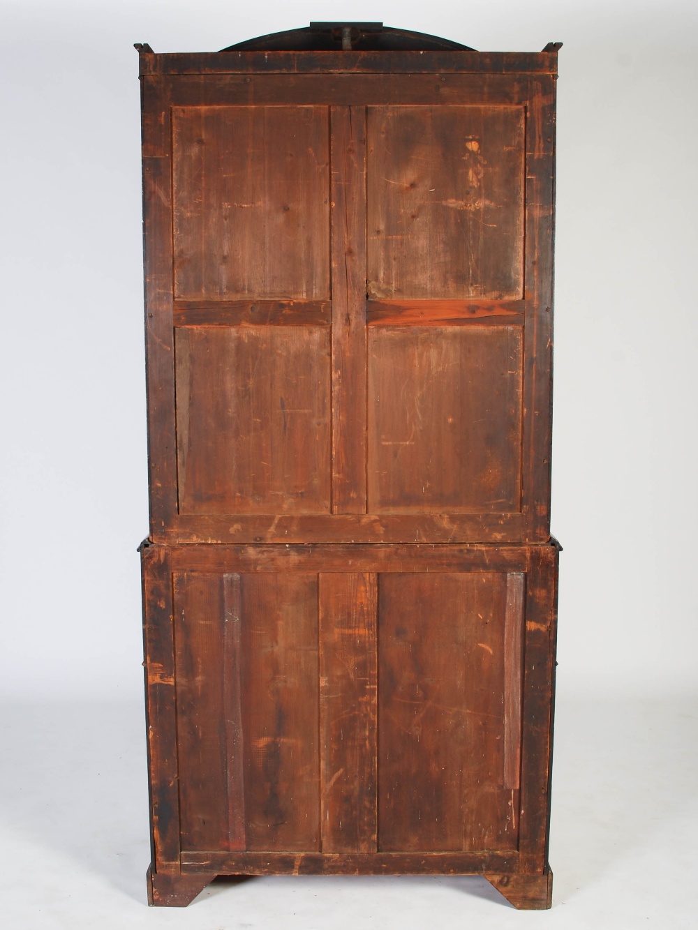 A George III mahogany and boxwood lined secretaire bookcase, the arched cornice centred with a - Image 9 of 9