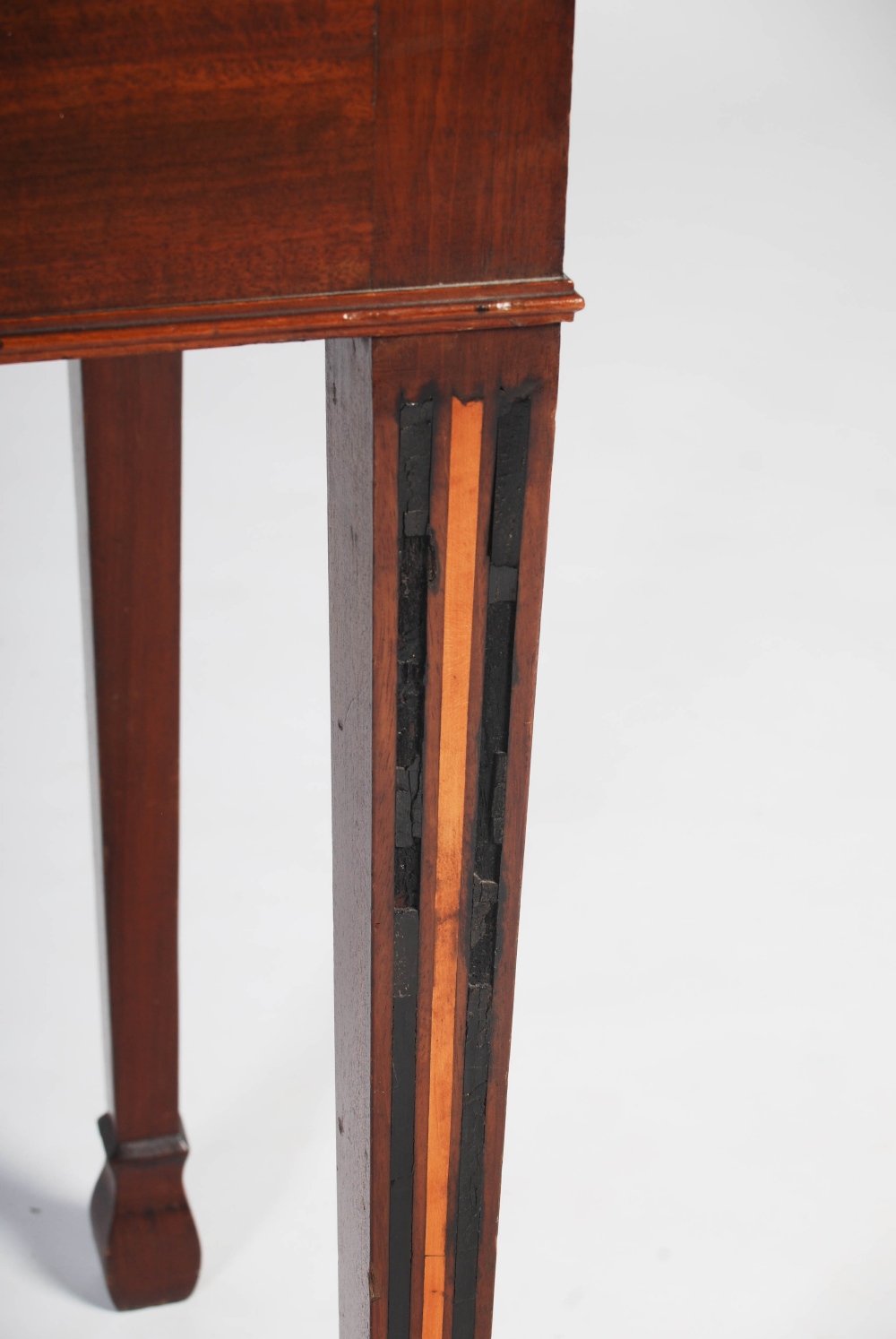 A George III mahogany boxwood and ebony lined side table, the rectangular top with boxwood lined - Image 14 of 14