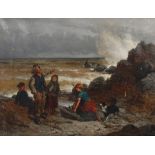 F.G. Kinnaird Gathering timber from the shipwreck oil on canvas, signed lower left 71cm x 95cm